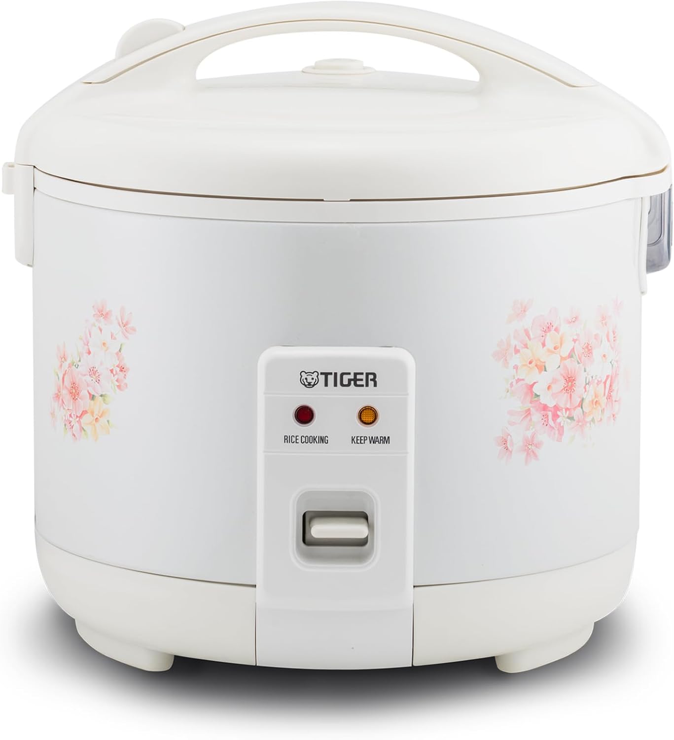 Tiger JNP-1000-LF 5.5 Cup Capacity White Rice Cooker with Non-Stick Inner Pot, Retractable Power Cord, and Keep Warm up to 12 hours (Flower) - 1