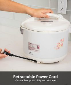 Tiger JNP-1000-LF 5.5 Cup Capacity White Rice Cooker with Non-Stick Inner Pot, Retractable Power Cord, and Keep Warm up to 12 hours (Flower) - 4