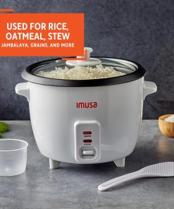IMUSA Mini Electric Rice Cooker 6 Cup Cooked 3 Cup Uncooked – Ceramic Nonstick Pot, Small Multi Cooker for Rice, Quinoa, Oatmeal, Stew – Keep Warm – Compact for Dorm RV Kitchen - 6