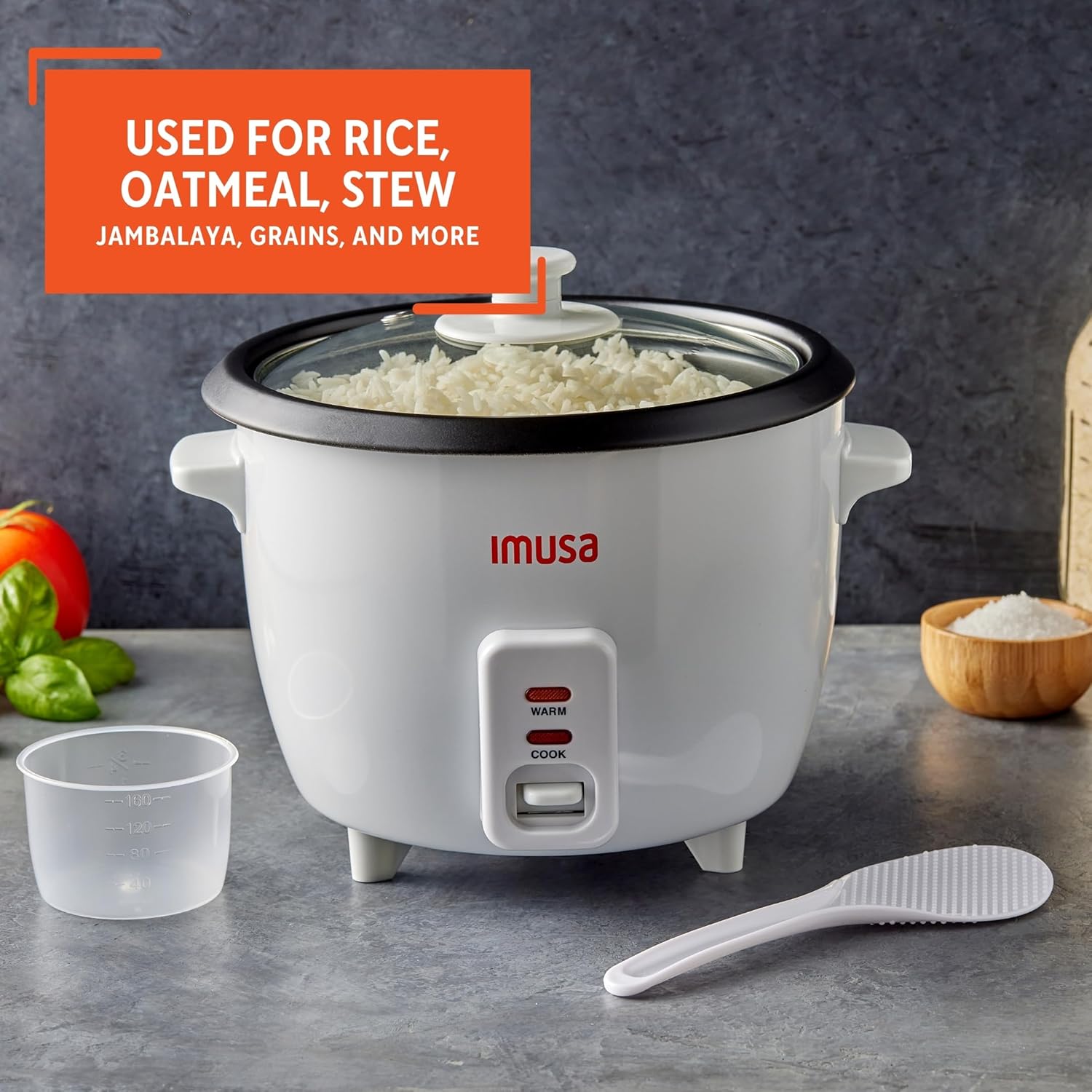 IMUSA Mini Electric Rice Cooker 6 Cup Cooked 3 Cup Uncooked – Ceramic Nonstick Pot, Small Multi Cooker for Rice, Quinoa, Oatmeal, Stew – Keep Warm – Compact for Dorm RV Kitchen - 6