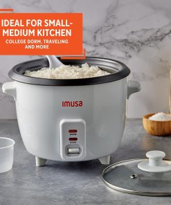 IMUSA Mini Electric Rice Cooker 6 Cup Cooked 3 Cup Uncooked – Ceramic Nonstick Pot, Small Multi Cooker for Rice, Quinoa, Oatmeal, Stew – Keep Warm – Compact for Dorm RV Kitchen - 7