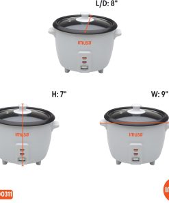 IMUSA Mini Electric Rice Cooker 6 Cup Cooked 3 Cup Uncooked – Ceramic Nonstick Pot, Small Multi Cooker for Rice, Quinoa, Oatmeal, Stew – Keep Warm – Compact for Dorm RV Kitchen - 8