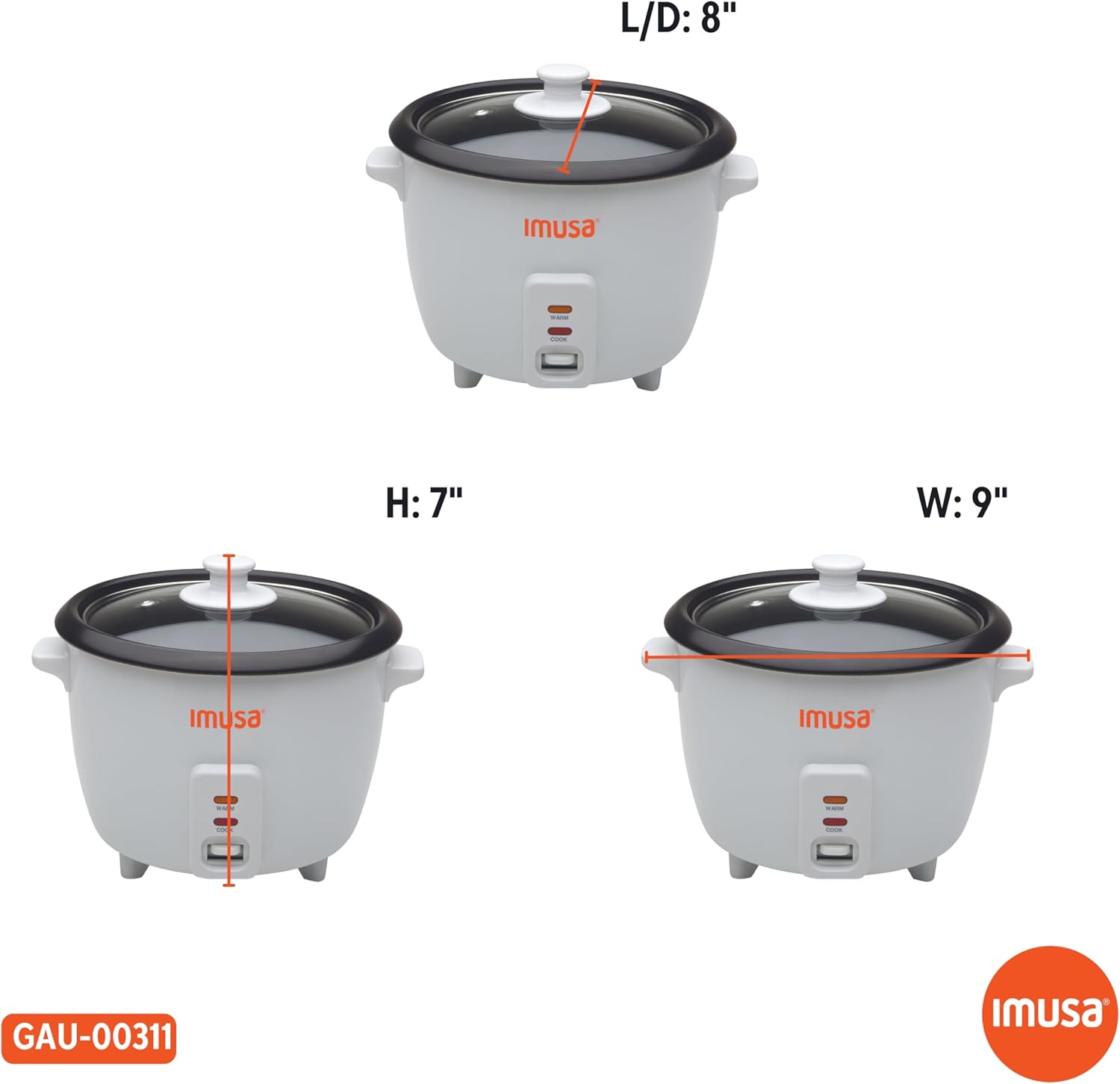 IMUSA Mini Electric Rice Cooker 6 Cup Cooked 3 Cup Uncooked – Ceramic Nonstick Pot, Small Multi Cooker for Rice, Quinoa, Oatmeal, Stew – Keep Warm – Compact for Dorm RV Kitchen - 8