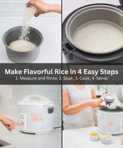 Tiger JNP-1800-LF 10 Cup Capacity White Rice Cooker with Non-Stick Inner Pot, Retractable Power Cord, and Keep Warm up to 12 hours (Flower) - 7