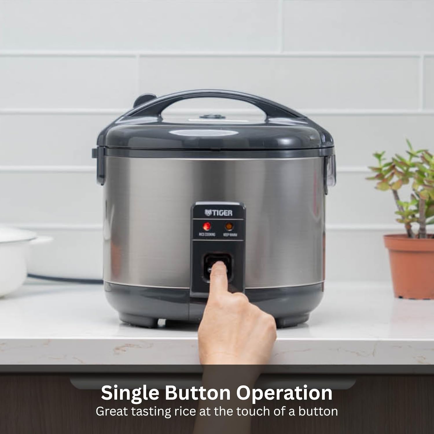 Tiger JNP-S18U-US 10 Cup Capacity White Rice Cooker with Non-Stick Inner Pot, Retractable Power Cord, and Keep Warm up to 12 hours (Urban Satin) - 2