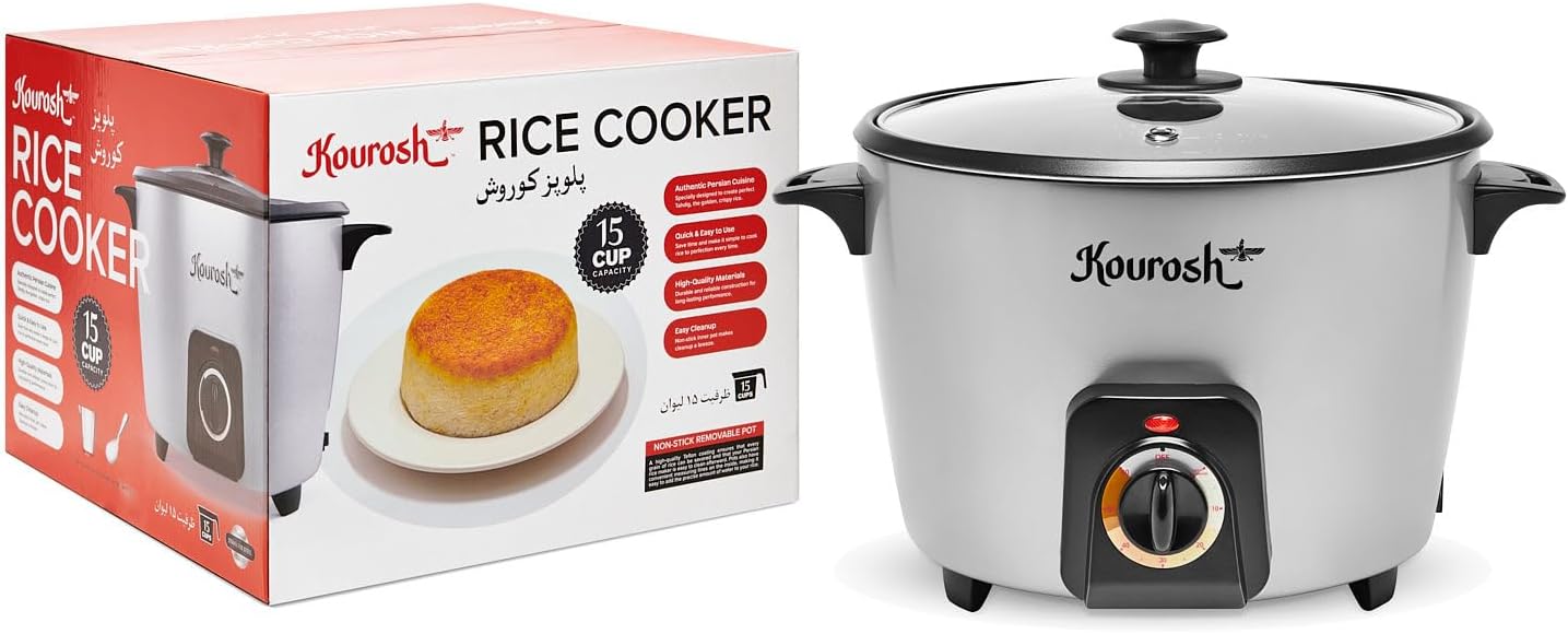 YEDI KOUROSH Automatic Persian Rice Cooker - Tahdig Rice Maker Perfect Rice Crust (15 CUP) - 1