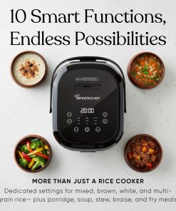 10-Cup Rice Cooker with Steamer Basket - Smart Rice Maker with Easy-to-Clean Nonstick Inner Pot - Delay Timer & Keep Warm Settings - Non-Toxic & BPA-Free - Ideal for Family Meals, Black - 3