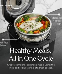 10-Cup Rice Cooker with Steamer Basket - Smart Rice Maker with Easy-to-Clean Nonstick Inner Pot - Delay Timer & Keep Warm Settings - Non-Toxic & BPA-Free - Ideal for Family Meals, Black - 6