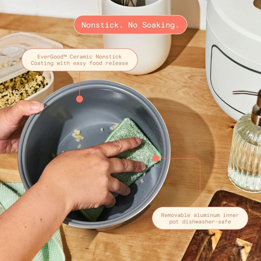 14-Cup Electric Rice Cooker with Automatic Keep Warm and Removable Nonstick Pot for Home Cooking (White) - 2