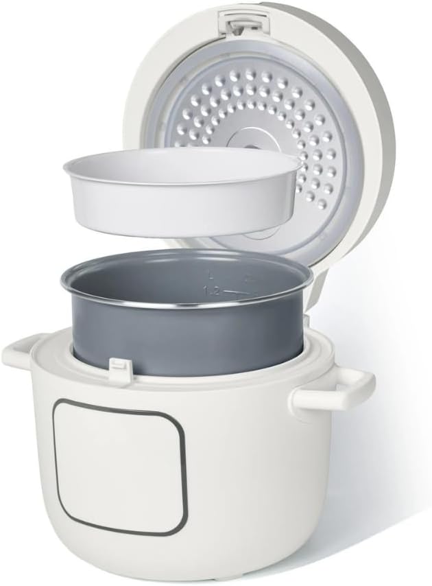 14-Cup Electric Rice Cooker with Automatic Keep Warm and Removable Nonstick Pot for Home Cooking (White) - 6