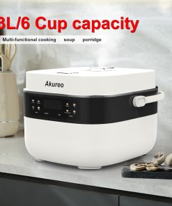 3L Smart Rice Cooker, 6-Cup Uncooked, Fuzzy Logic, Stainless steel spherical inner pot with non-stick ceramic glaze coating, Keep Warm, Cream White - 2