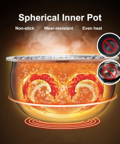 3L Smart Rice Cooker, 6-Cup Uncooked, Fuzzy Logic, Stainless steel spherical inner pot with non-stick ceramic glaze coating, Keep Warm, Cream White - 3