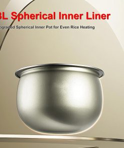 3L Smart Rice Cooker, 6-Cup Uncooked, Fuzzy Logic, Stainless steel spherical inner pot with non-stick ceramic glaze coating, Keep Warm, Cream White - 4