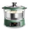 COOK WITH COLOR 3L Glass Mini Low Carb Rice Cooker – Holds 2 Cups Raw-Makes 6 Cups Cooked with Auto Lift Filter Basket, Hotpot & Steamer for Rice, Grains, Digital Panel with Keep Warm, Dark Sage - 1
