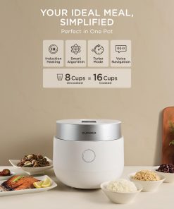 CUCKOO Micom Rice Cooker 8-Cup Uncooked - 16-Cup Cooked with Induction Heating Technology, Versatile Rice Maker with 12 Menu Options and Steam Plate, Voice Guide, White - 2