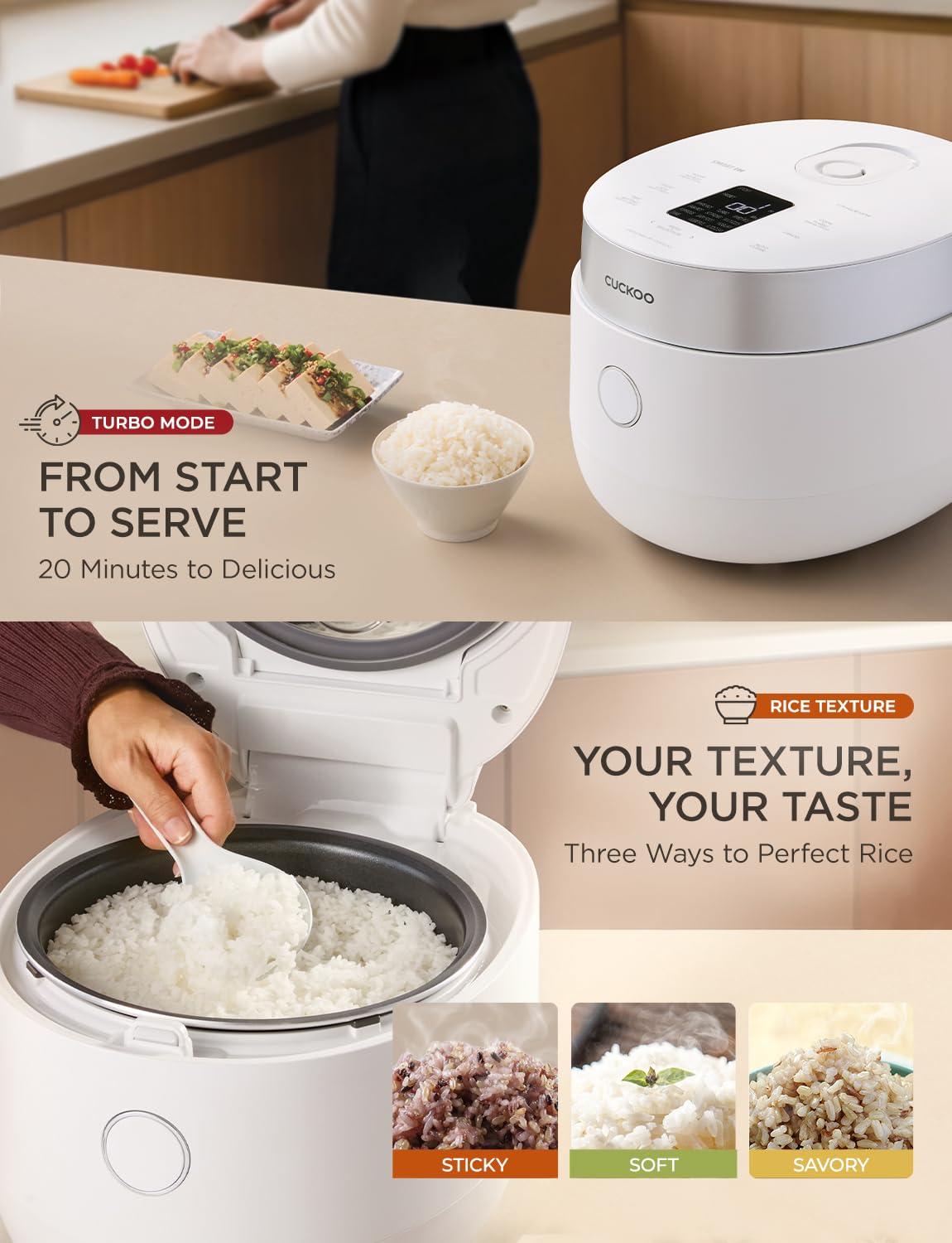 CUCKOO Micom Rice Cooker 8-Cup Uncooked - 16-Cup Cooked with Induction Heating Technology, Versatile Rice Maker with 12 Menu Options and Steam Plate, Voice Guide, White - 7