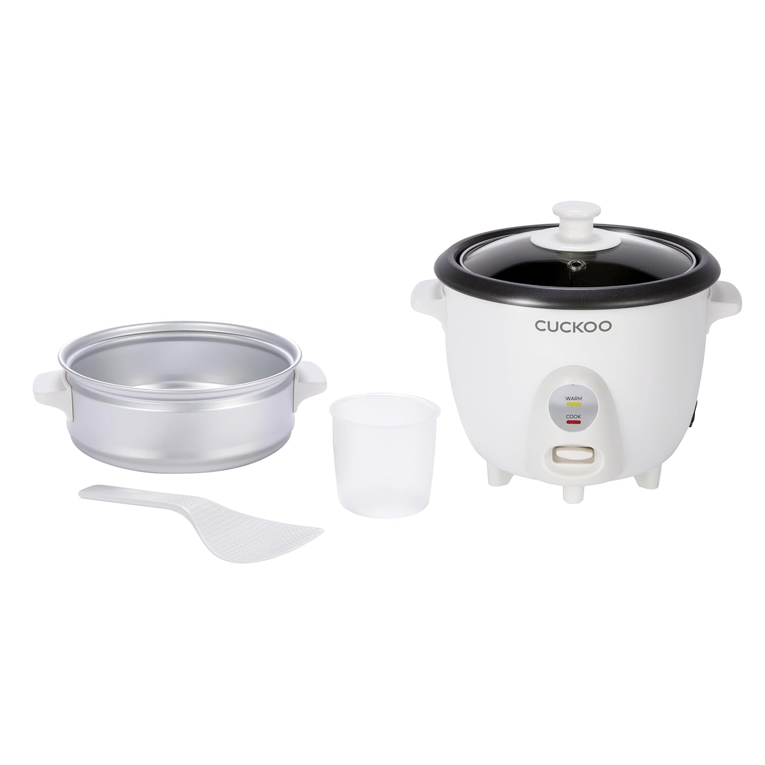 CUCKOO One Touch Rice Cooker 3-Cup (Uncooked) - 6-Cup (Cooked), Mini Rice Cooker & Warmer with Steamer Tray, Versatile Grain Cooker, Soup Maker, Auto Keep Warm, White - 1