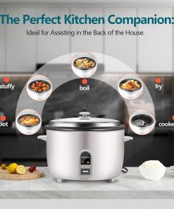 Commercial Rice Cooker, Large Capacity 30-Cup (UnCooked), 60-Cup (Cooked) with One Touch Operation and 12-Hour Keep Warm, Easy to Use and clean, 1600W, White - 4