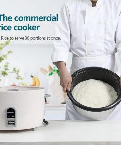 Commercial Rice Cooker, Large Capacity 30-Cup (UnCooked), 60-Cup (Cooked) with One Touch Operation and 12-Hour Keep Warm, Easy to Use and clean, 1600W, White - 7
