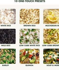 GreenPan Rice Cooker, 8 Cups Cooked, Low-Carb & Soup Mode,10 ONE-TOUCH Cooking Presets, PFAS-Free Ceramic Steamer Basket, Fuzzy Logic, Auto Keep Warm, Oats, 24HR Delay Timer, Cream - 5