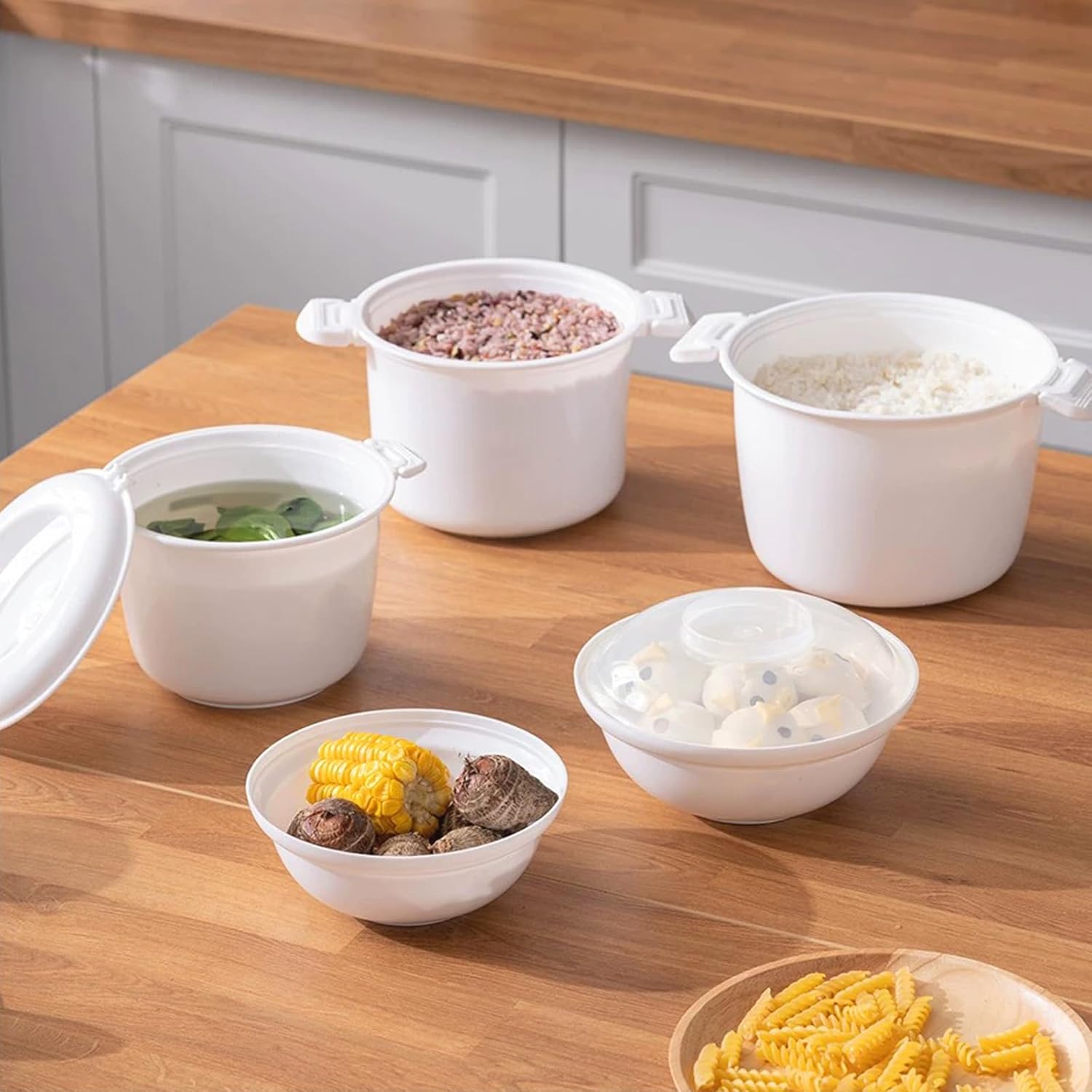 Microwave Rice Cooker, 1.8 Quart-7 Cup Microwave Steamer for Vegetables, Micro Cookware Pot Food Container - 6