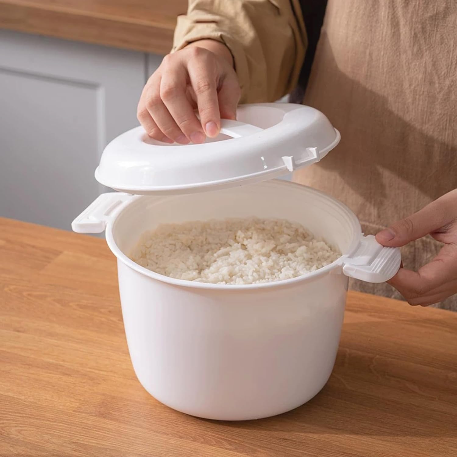 Microwave Rice Cooker, 1.8 Quart-7 Cup Microwave Steamer for Vegetables, Micro Cookware Pot Food Container - 7