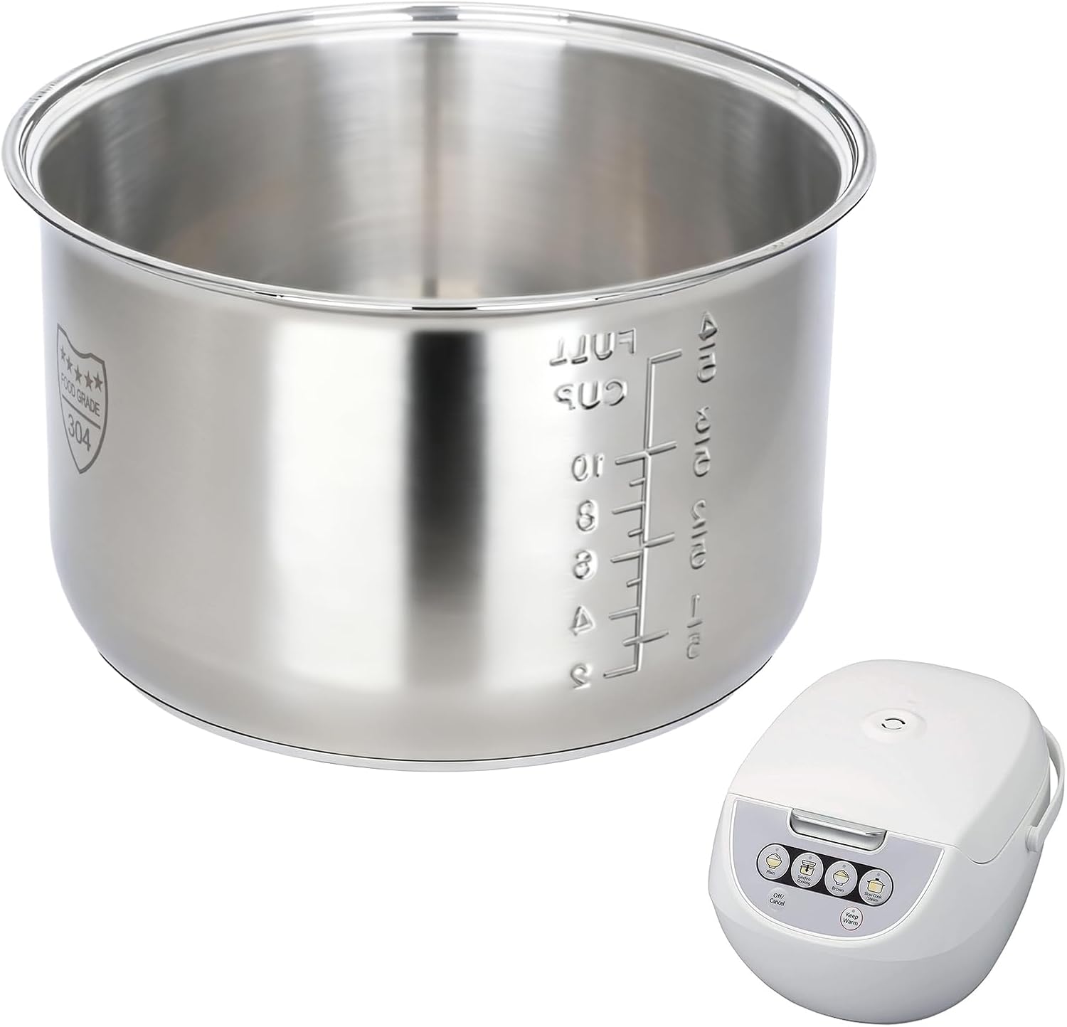 Rice Cooker 10 Cup Inner Pot Compatible with Tiger JBV-A18U, Non-Stick 304 Stainless Steel, Rice Cooker Rplacement Pot, Dishwasher Safe - 1