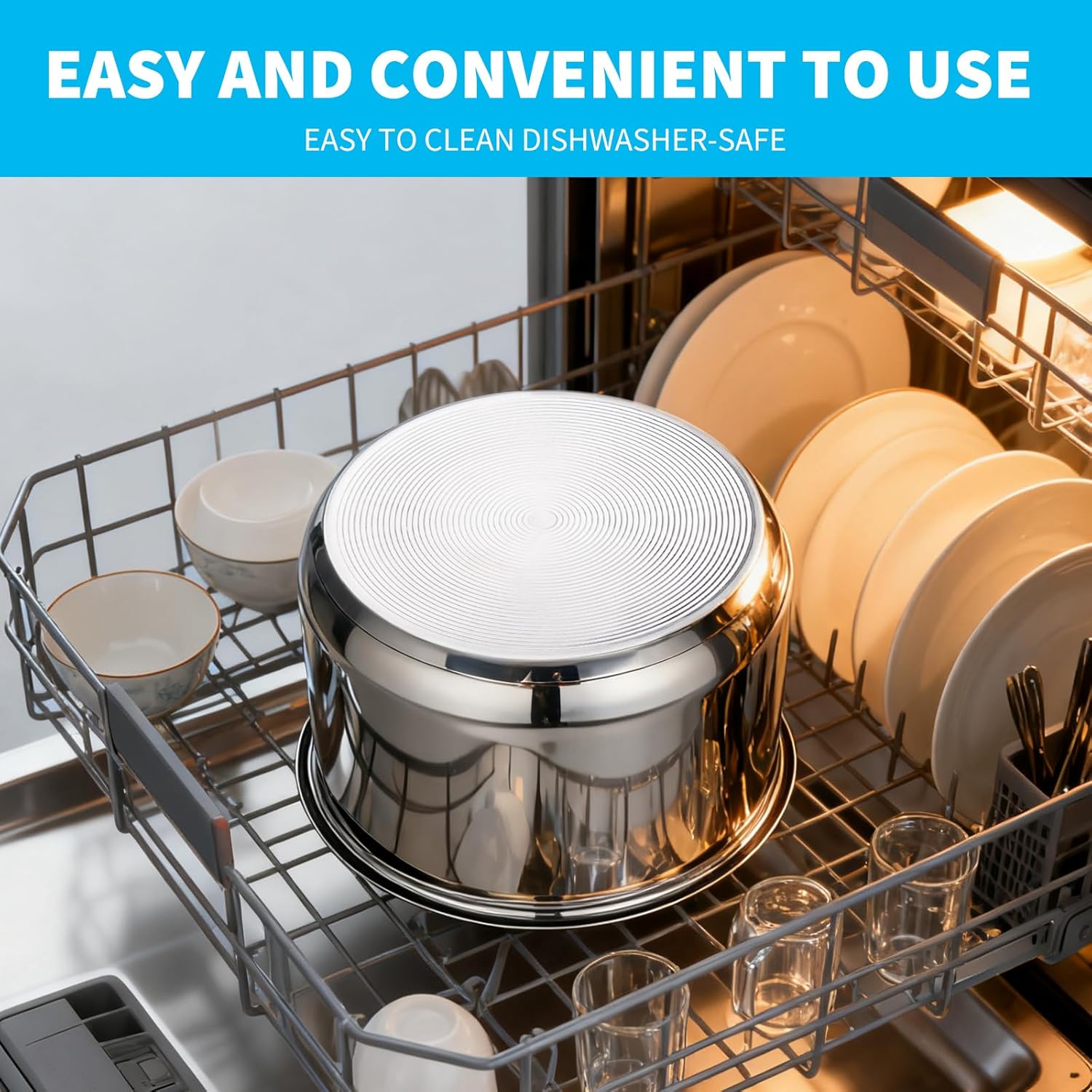 Rice Cooker 10 Cup Inner Pot Compatible with Tiger JBV-A18U, Non-Stick 304 Stainless Steel, Rice Cooker Rplacement Pot, Dishwasher Safe - 5