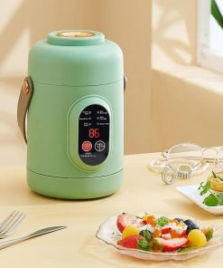 Rice Cooker Small, 500W Rice Maker, 12 Hours Timer Delay & Keep Warm Function, Mini Electric Pot, 800ML Mini Rice Cooker for Travel, Camping, Office (US Plug 110V), Green - 2