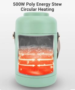 Rice Cooker Small, 500W Rice Maker, 12 Hours Timer Delay & Keep Warm Function, Mini Electric Pot, 800ML Mini Rice Cooker for Travel, Camping, Office (US Plug 110V), Green - 3