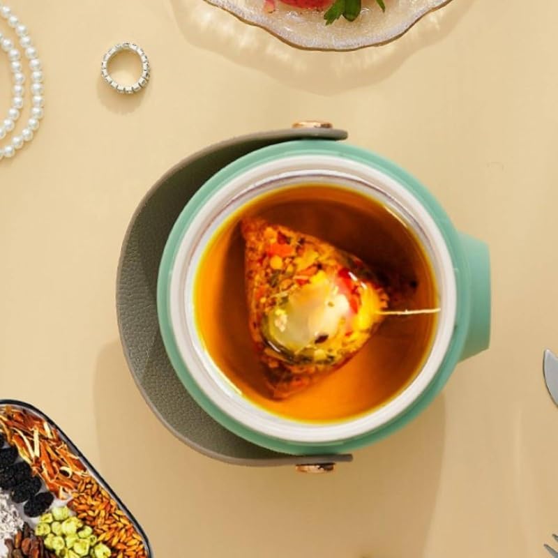 Rice Cooker Small, 500W Rice Maker, 12 Hours Timer Delay & Keep Warm Function, Mini Electric Pot, 800ML Mini Rice Cooker for Travel, Camping, Office (US Plug 110V), Green - 4