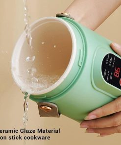 Rice Cooker Small, 500W Rice Maker, 12 Hours Timer Delay & Keep Warm Function, Mini Electric Pot, 800ML Mini Rice Cooker for Travel, Camping, Office (US Plug 110V), Green - 5