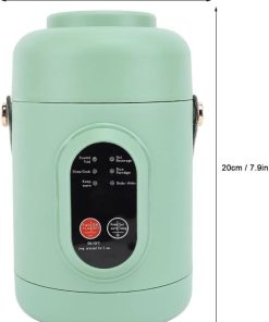 Rice Cooker Small, 500W Rice Maker, 12 Hours Timer Delay & Keep Warm Function, Mini Electric Pot, 800ML Mini Rice Cooker for Travel, Camping, Office (US Plug 110V), Green - 6