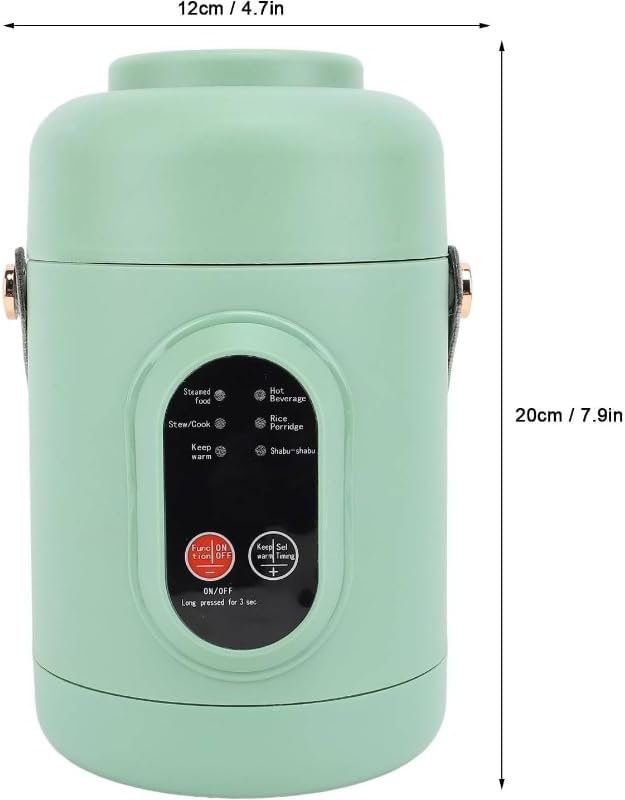 Rice Cooker Small, 500W Rice Maker, 12 Hours Timer Delay & Keep Warm Function, Mini Electric Pot, 800ML Mini Rice Cooker for Travel, Camping, Office (US Plug 110V), Green - 6