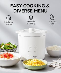 olayks Rice Cooker 2 Cup Uncooked, Mini Rice Cooker Small Electric Cooker with 4 Cooking Functions, 24 Hour Preset, Heat Preservation, Non-Stick Ceramic Coating for 1-2 People - 3
