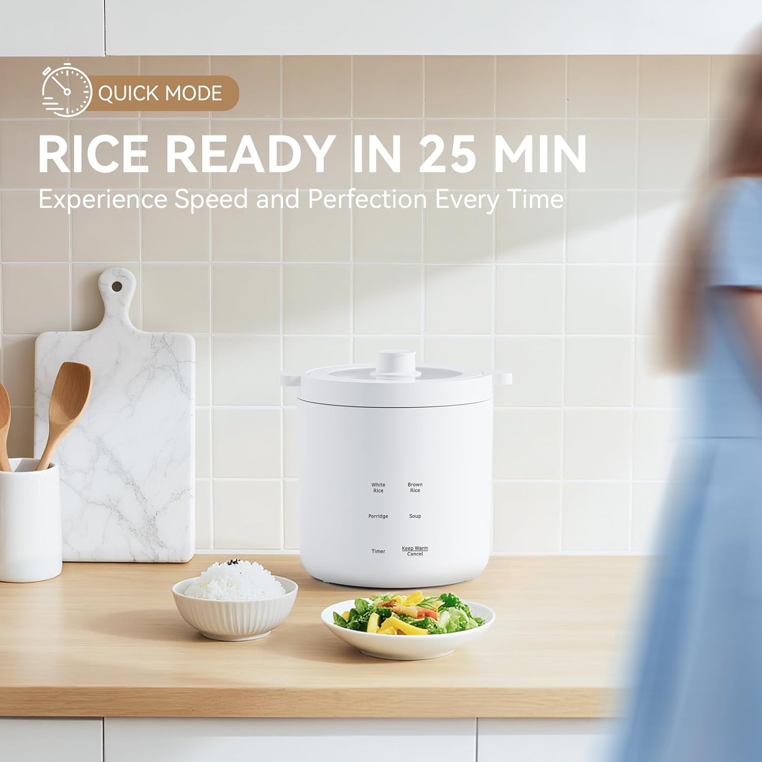 olayks Rice Cooker 2 Cup Uncooked, Mini Rice Cooker Small Electric Cooker with 4 Cooking Functions, 24 Hour Preset, Heat Preservation, Non-Stick Ceramic Coating for 1-2 People - 4