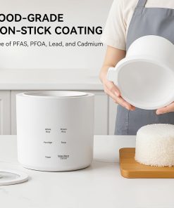 olayks Rice Cooker 2 Cup Uncooked, Mini Rice Cooker Small Electric Cooker with 4 Cooking Functions, 24 Hour Preset, Heat Preservation, Non-Stick Ceramic Coating for 1-2 People - 5
