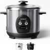 3-Cup Uncooked Rice Cooker Small, Stainless Steel Non-Toxic Inner Pot, One-Touch Multifunction for Rice-Sauté-Yogurt, Dishwasher Safe, 1-3 People Size, Silver - 1