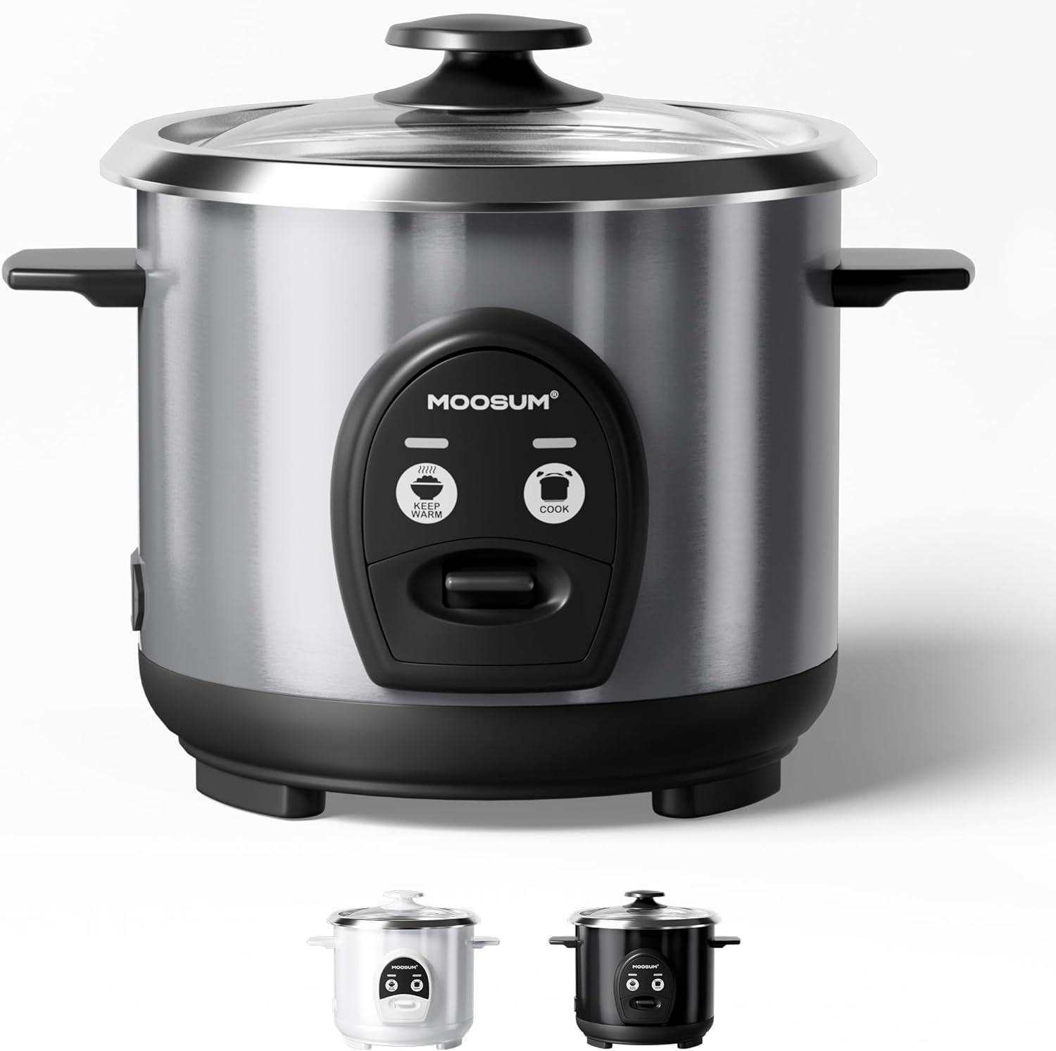 3-Cup Uncooked Rice Cooker Small, Stainless Steel Non-Toxic Inner Pot, One-Touch Multifunction for Rice-Sauté-Yogurt, Dishwasher Safe, 1-3 People Size, Silver - 1