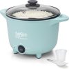 AshGlen Small Rice Cooker 2-Cup uncooked- 4-Cup Cooked, Mini Hot Pot Electric, Mini Electric Pot, Ceramic Rice Cooker, Small Rice Steamer, Noodle & Oatmeal Cooker, Dual Modes, Single Serve, Aqua - 1