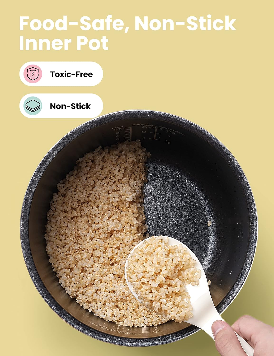 COMFEE' Rice Cooker, Japanese Large Rice Cooker with Fuzzy Logic Technology, 11 Presets, 10 Cup Uncooked/20 Cup Cooked, Auto Keep Warm, 24-Hr Delay Timer - Image 6