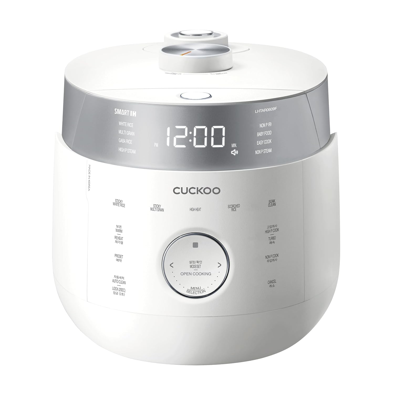 CUCKOO Twin Pressure Rice Cooker 6-Cup Uncooked - 12-Cup Cooked with Induction Heating Technology, 19 Menu Modes with Voice Guide, Full Stainless Steel Inner Pot, White - 1