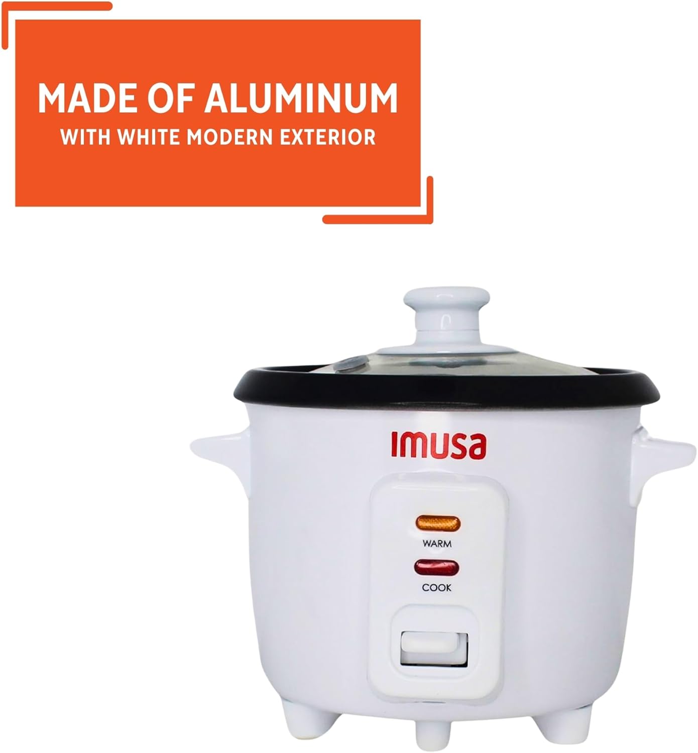 IMUSA 1.5cup Electric Ceramic Rice Cooker, White - Image 4