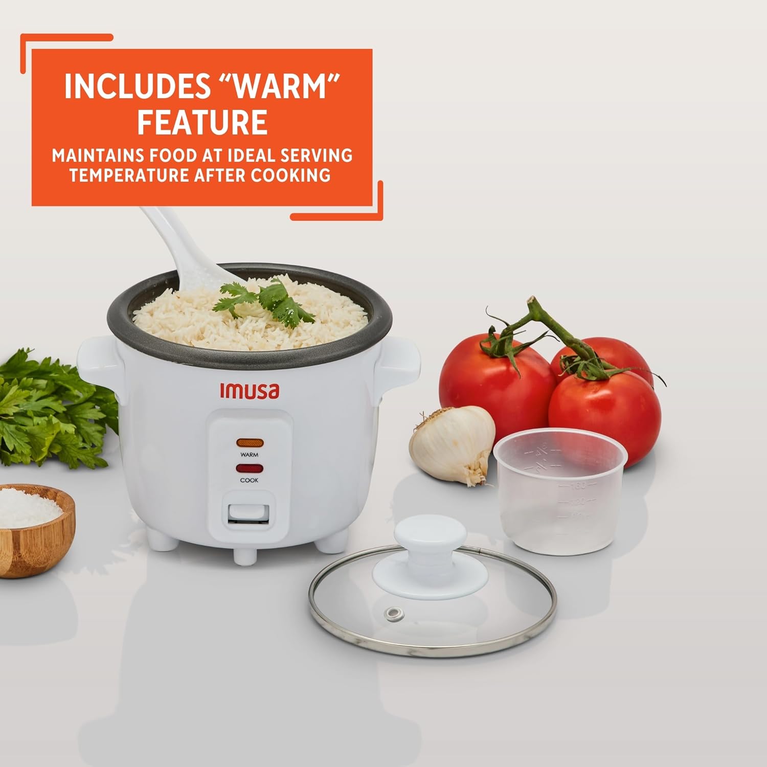 IMUSA 1.5cup Electric Ceramic Rice Cooker, White - Image 7
