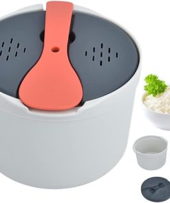 Microwave Rice Cooker Steamer, Microwave Pasta Cooker with Strainer, 2 L Microwave Cookware Set for Rice, Pasta, Vegetables, Quinoa, Oatmeal, Ramen Non stick - 1