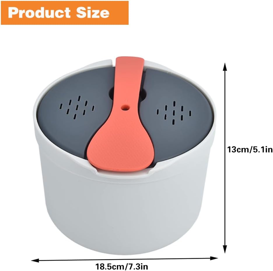 Microwave Rice Cooker Steamer, Microwave Pasta Cooker with Strainer, 2 L Microwave Cookware Set for Rice, Pasta, Vegetables, Quinoa, Oatmeal, Ramen Non stick (orange) - Image 4
