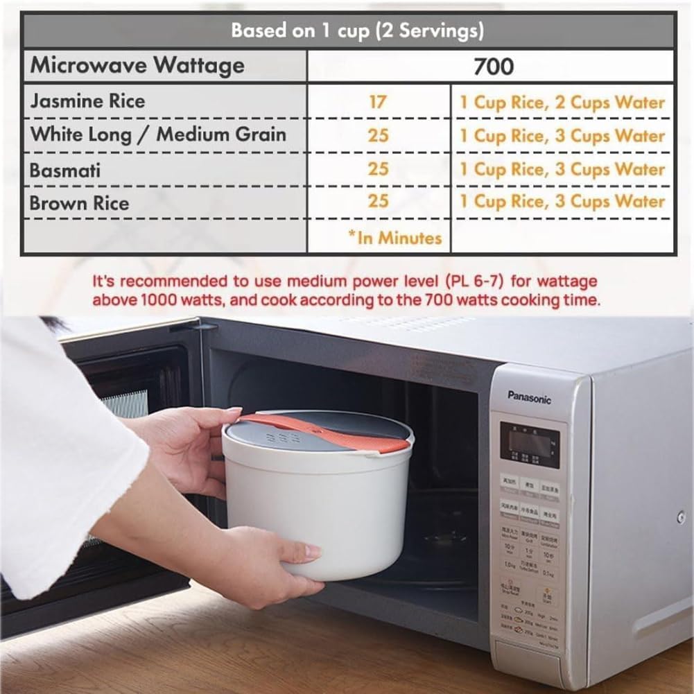 Microwave Rice Cooker Steamer, Microwave Pasta Cooker with Strainer, 2 L Microwave Cookware Set for Rice, Pasta, Vegetables, Quinoa, Oatmeal, Ramen Non stick (orange) - Image 7
