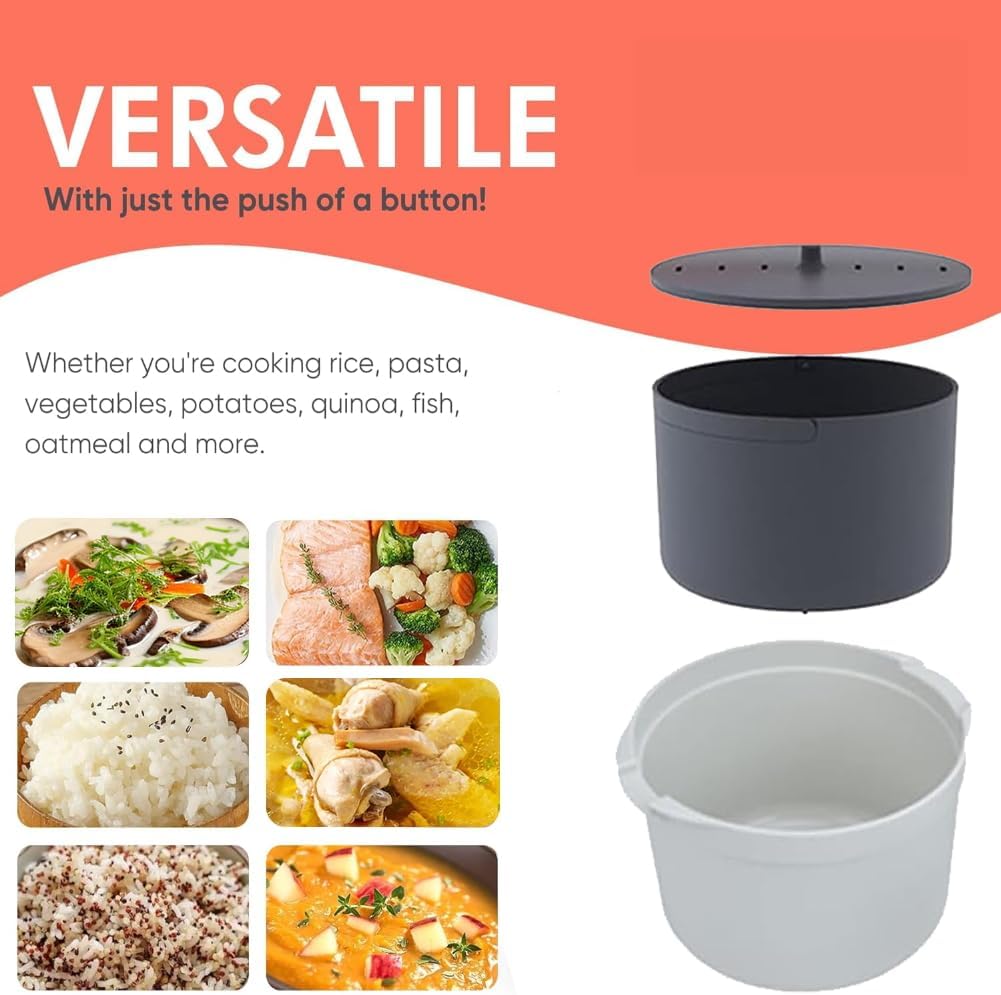 Microwave Rice Cooker Steamer, Microwave Pasta Cooker with Strainer, 2 L Microwave Cookware Set for Rice, Pasta, Vegetables, Quinoa, Oatmeal, Ramen Non stick (orange) - Image 8