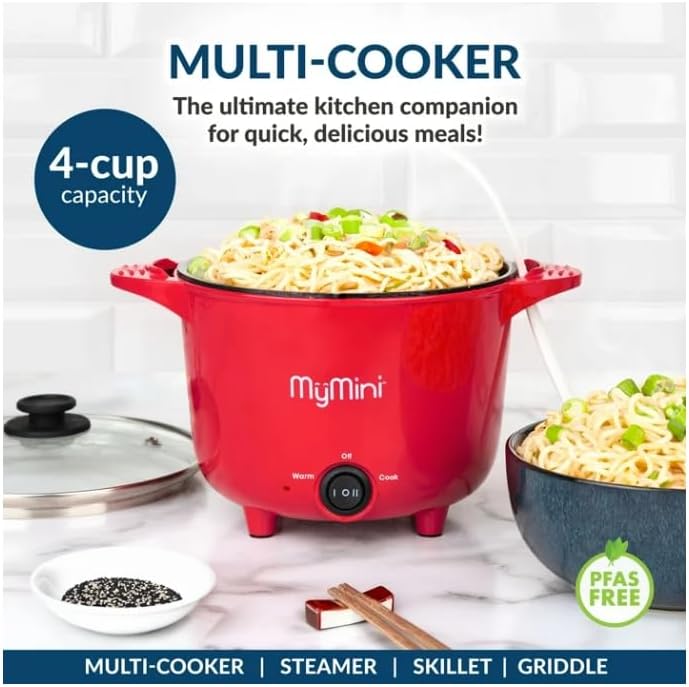 My~Mini 32 oz Electric Multi-Cooker Pot, 260 watts ~ (Red) - Image 4