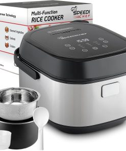 10-Cup Rice Cooker with Steamer Basket - Smart Rice Maker with Easy-to-Clean Nonstick Inner Pot - Delay Timer & Keep Warm Settings - Non-Toxic & BPA-Free - Ideal for Family Meals, Stainless Steel - 1